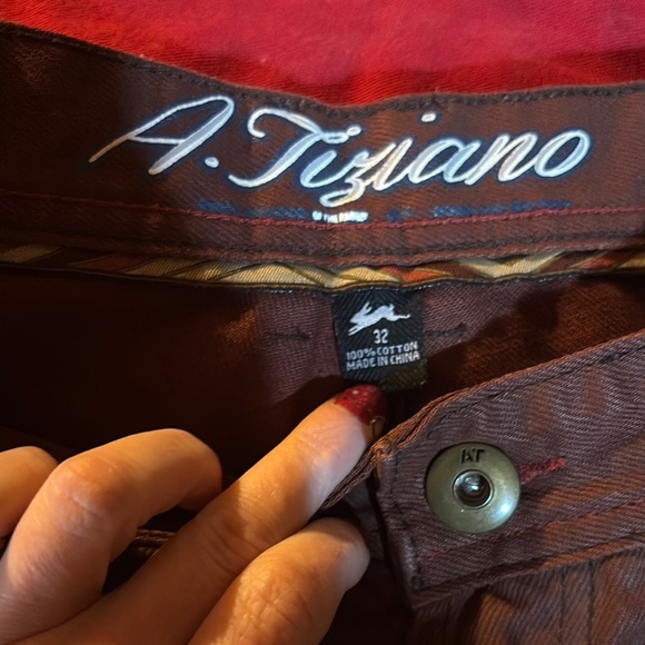 Burgundy Slim Jeans with Glossy Red Paint Effect - Picture 4 of 8